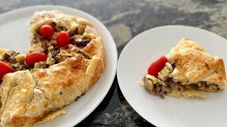 Savory Galette Recipe / Ground Beef & Vegetable Galette with Puff Pastry