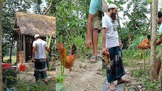 GAINT TARO COOKING WITH DESHI COCK || মান কচুর মুখী দিয়ে ছোট মোরগ!!