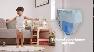Huggies Ultra Dry Nappy Pants with tailor-made absorbency for boys and girls
