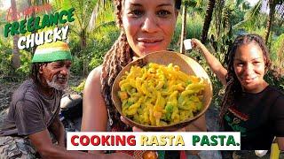 COOKING RASTA PASTA AT CHUCKY'S  RIVERSIDE AIRBNB