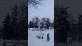 Урюпинск после снегопада.Заснеженный городской сквер.28 января 2024г