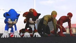 Sonic vs Flash vs Shadow vs Reverse Flash the hedgehog fight