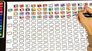 197 country flags tiny drawing #flag