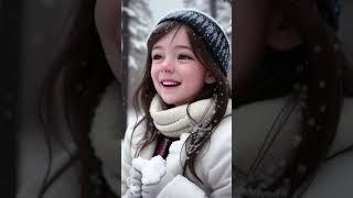 AI Look book -  Beautiful girl playing in snow #shorts