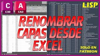 Lisp Renombra Capas Autocad desde Excel