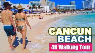 CANCUN BEACH , Mexico 4K Walking Tour  | February 2023