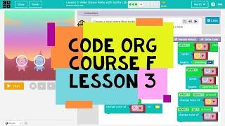 Code.org Course F Lesson 3 Alien Dance Party with Sprite Lab - Code Org 2020