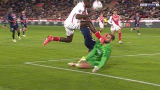 Gianluigi Donnarumma suffers a HORRIFIC tackle by Monaco defender Wilfried Singo  Monaco vs PSG