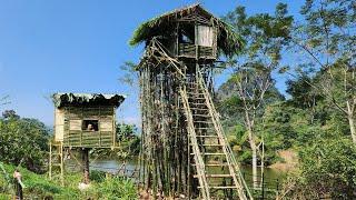 100-day journey of building shelter and surviving in the wilderness, building a house on bamboo