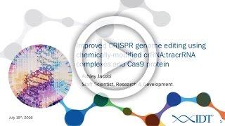 Improved CRISPR Genome Editing using crRNA:tracrRNA complexes and Cas9 | Ashley Jacobi, IDT