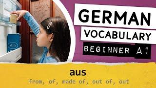 German A1 vocabulary / 056 - aus (from, of, made of, out of, out)