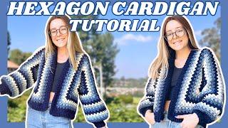 Crochet Hexagon Cardigan TUTORIAL: How To Crochet A Granny Hexagon Cardigan!  | Hooks and Heelers