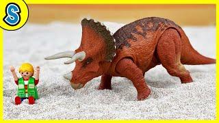 Giant Triceratops attacks city - Skyheart's dinosaurs action toys for kids playmobil dino battle