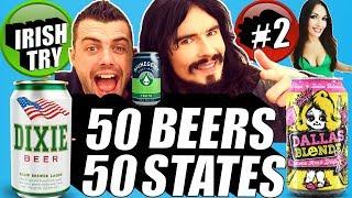 Irish People Try 50 BEERS From 50 AMERICAN STATES!! (#2) + Whats Inside Box Challenge (#31)