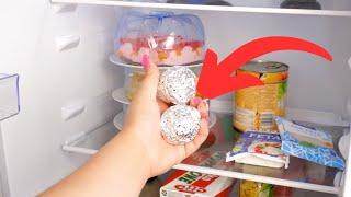 Put 2 balls of aluminum foil in the fridge