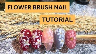 Flower brush Nail art || tutorial flower brush || Flower brush nails