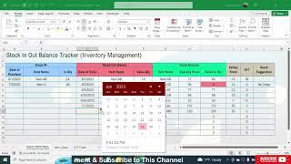 Stock In-Out Balance Tracker Template in Excel | Inventory Management in Excel