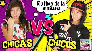  ¡¡CHICAS VS CHICOS!!  RUTINA DE MAÑANA para ESCUELA o COLEGIO  NIÑAS vs NIÑOS MORNING ROUTINE