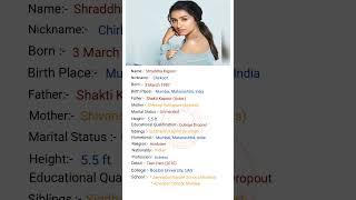 Beautiful Actress Shraddha Kapoor ji ka Biography #viral #shortvideo #youtubeshorts #shorts #short