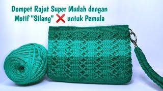 Dompet Rajut Motif "Silang"  Super Mudah untuk Pemula | Crochet Wallet Easy Tutorial for Beginners