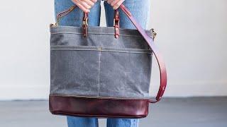 Waxed Canvas & Leather Crossbody Bag by ARTIFACT - Handmade in Omaha, NE