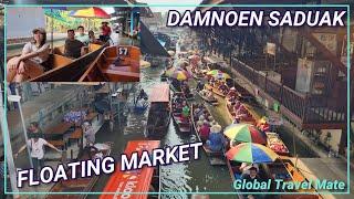 Damnoen Saduak Floating Market Boat Trafic Jam  Thailand 2024