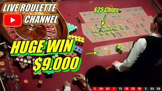  LIVE ROULETTE | HUGE WIN 9.000 In Real Vegas Casino  $25 Chips Bets Session  2024-06-20