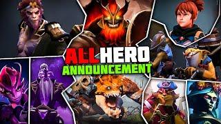 ALL DOTA 2 HERO ANNOUNCEMENTS BY VALVE (2014-2023)