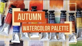 Autumn Watercolor Palette, featuring Sennelier Watercolors and Autumn Watercolor Mixes