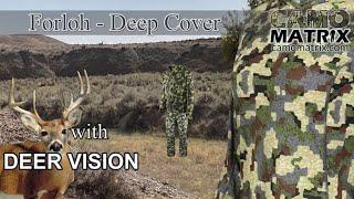 Forloh Deep Cover hunting camo in Human and Deer Vision on 14 Backgrounds