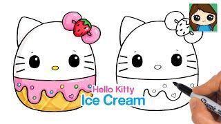 How to Draw Hello Kitty Ice Cream | Squishmallows