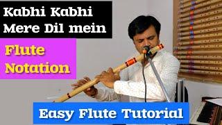 Kabhi Kabhi Mere Dil mein Flute lesson | Flute Notation | Yaman Flute Tutorial | Nil Flutes