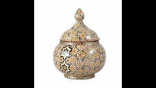 Sugar Bowl Khatam Art handmade 11 cm Persian Crafts