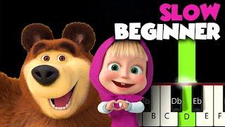 Masha And The Bear Theme Song | SLOW BEGINNER PIANO TUTORIAL + SHEET MUSIC by Betacustic