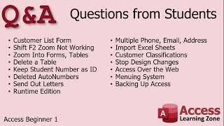 Microsoft Access Beginner 1, Lesson 14: Questions & Answers from Students