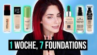 Ich teste 7 Tage JEDEN TAG eine DROGERIE Foundation! XXL Foundation vergleich