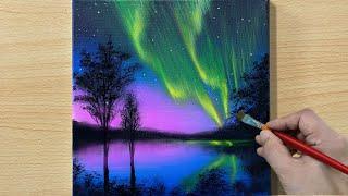 Northern Lights Painting / Acrylic Painting Tutorial / STEP By STEP #181 / 오로라 아크릴화