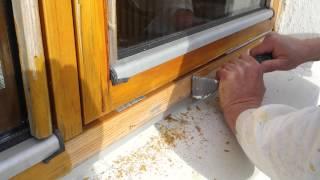 Preparing varnished window frames