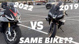 2019 VS 2022 APRILIA RSV4 1100 VS 1100 FACTORY COMPARISON !! BIKE REVEIW