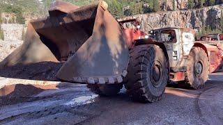 Sandvik LH517 Underground Wheel Loader Loading Atlas Copco 436B Dumper - Interkat SA