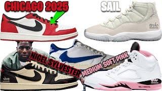 AIR JORDAN 1 LOW CHICAGO 2025, AJ 11 SAIL, NIGEL SYLVESTER AJ 1 LOW, AJ 5 MEDIUM SOFT PINK + MORE