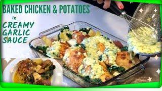 CREAMY GARLIC CHICKEN AND POTATOES with a simple Baked recipe