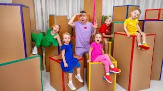Five Kids Hide and Seek in Boxes Challenge