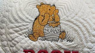 Machine Embroidery - Baby Quilt Pooh Design - Stitchin With Sue.