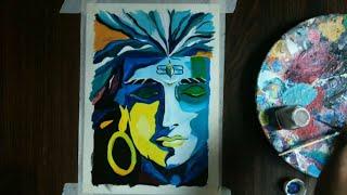 Modern Art 1/ Lord Shiva Abstract painting /How to paint Lord Shiva acrylic painting