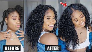 HOW TO FAKE A SEW-IN FAST! (Natural Part, NO LEAVE OUT)