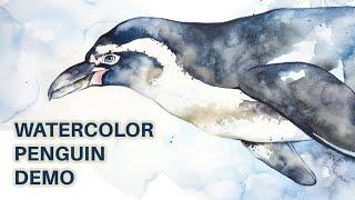 Watercolor Penguin Tutorial - Loose Watercolor with Realism