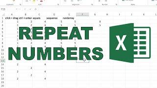 How to repeat the same number multiple times in excel