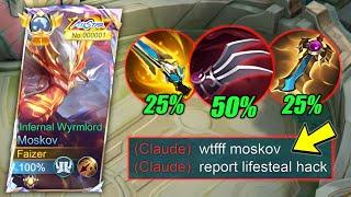 WTF LIFESTEAL!! TRY THIS NEW MOSKOV LIFESTEAL HACK BUILD 2024 (recommended build and emblem) - MLBB