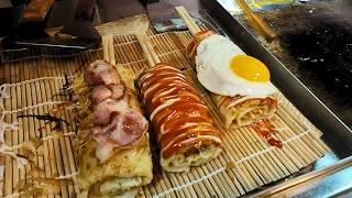 Okonomiyaki! Pro Lao Chef Shows How To Make Japanese Pizza on Sticks at Laos Night Food Market*